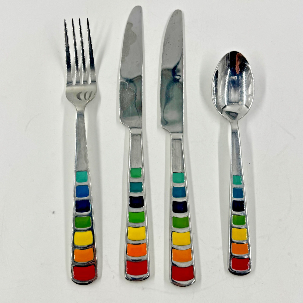 FIESTA Fiestaware Silverware Celebration Masquerade Rainbow Fork Spoon Knives EX